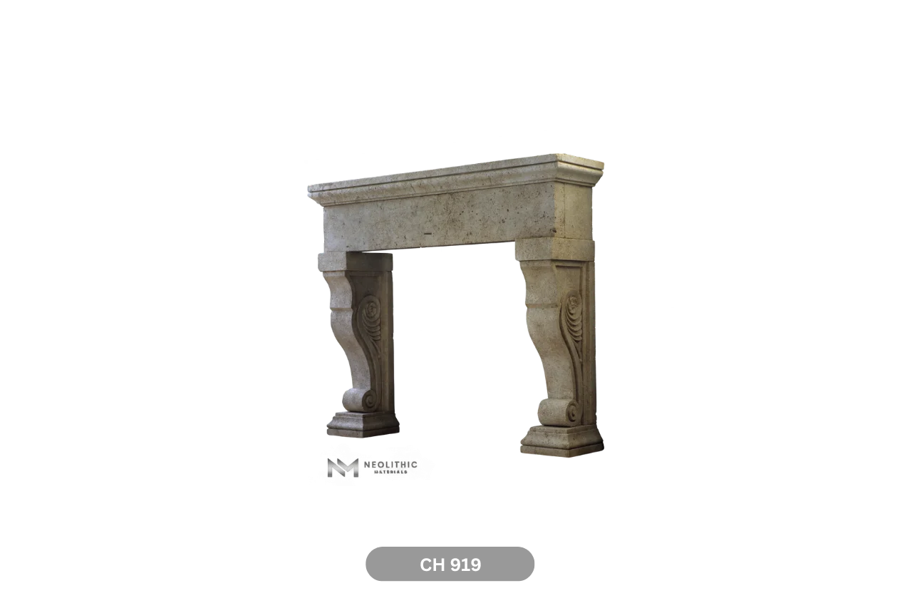 Limestone Fireplace Mantel - Image 3